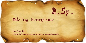 Mány Szergiusz névjegykártya